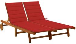 vidaXL 2 személyes tömör akácfa kerti napozóágy párnával (3061380)