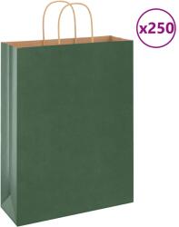 vidaXL 250 db zöld papírzacskók fogantyúkkal 32x12x42 cm (4101732)
