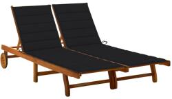 vidaXL 2 személyes tömör akácfa kerti napozóágy párnával (3061381)