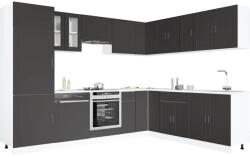 vidaXL 14 darabos konyhaszekrény szett Porto fekete színű műfa (3314992)