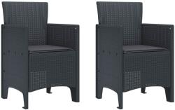vidaXL Kerti Szék párnával 2 pcs Antracit 53 x 49 x 85 cm Polipropilén (847451)