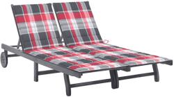 vidaXL 2 személyes szürke tömör akácfa kerti napozóágy párnával (3061402)