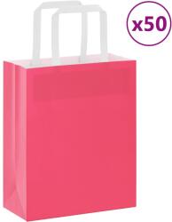 vidaXL 50 db rózsaszín papírzacskók fogantyúkkal 18x8x22 cm (4101880)