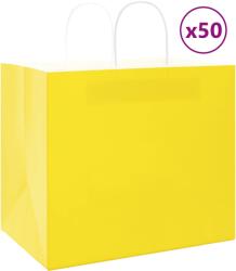 vidaXL 50 db sárga papírzacskók fogantyúkkal 32x22x28 cm (4101778)