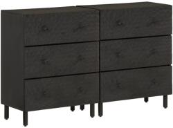 vidaXL 2 db fekete tömör mangófa tálalószekrény 60 x 33 x 75 cm (3206283)