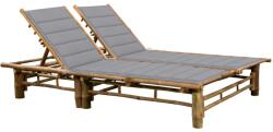 vidaXL kétszemélyes bambusz napozóágy párnákkal (3063946)
