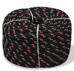 vidaXL fekete polipropilén hajókötél 6 mm 500 m (143808)