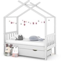 vidaXL fehér tömör fenyőfa gyerekágykeret fiókkal 70 x 140 cm (322148)