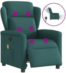 vidaXL sötétzöld szövet elektromos dönthető masszázsfotel (3303130)