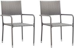 vidaXL 2 db szürke polirattan rakásolható kerti étkezőszék (318719)