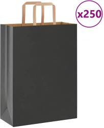 vidaXL 250 db fekete papírzacskók fogantyúkkal 26x12x35 cm (4101870)
