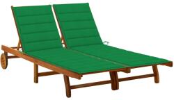 vidaXL 2 személyes tömör akácfa kerti napozóágy párnával (3061379)