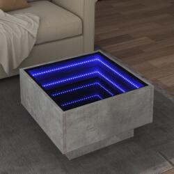 vidaXL betonszürke szerelt fa dohányzóasztal LED-del 50 x 50 x 30 cm (847507)