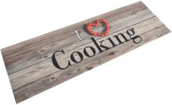 vidaXL szürke mosható cooking feliratos bársony konyhaszőnyeg 60x180cm (136547)