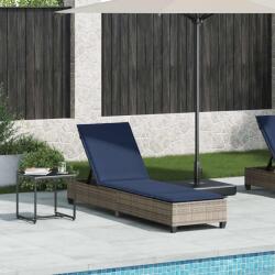 vidaXL szürke polyrattan napozóágy párnákkal 55x200x25, 5 cm (4104099)