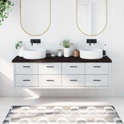 vidaXL sötétbarna kezelt tömör fa fürdőszobai pult 180x60x(2-6) cm (3156264)