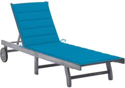 vidaXL szürke tömör akácfa kerti napozóágy párnával (3061363)