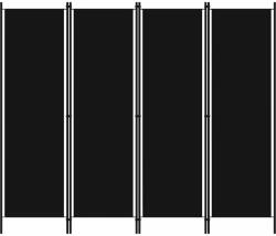 vidaXL fekete 4 paneles paraván 200 x 180 cm (320722)