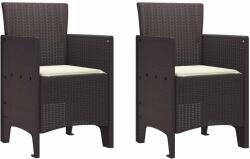 vidaXL Kerti Szék párnával 2 pcs Barna 53 x 49 x 85 cm Polipropilén (847457)