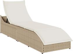 vidaXL összecsukható napozóágy párnával és tárolóval bézs polyrattan (4104224)