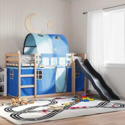 vidaXL kék emeletes ágy csúszdával és függönnyel 80 x 200 cm (3284144)