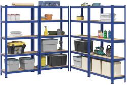 vidaXL 4 db 5-szintes kék acél és szerelt fa tárolópolc (3307593)
