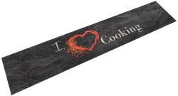 vidaXL fekete mosható cooking feliratos bársony konyhaszőnyeg 60x300cm (136551)