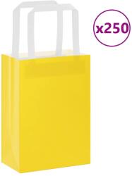 vidaXL 250 db sárga papírzacskók fogantyúkkal 15x8x21 cm (4102005)