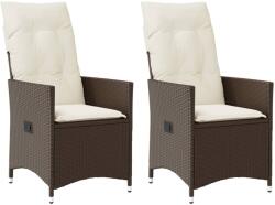 vidaXL 2 db barna polyrattan dönthető kerti szék párnákkal (365646)