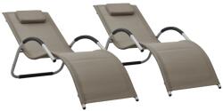 vidaXL 2 db tópszínű-szürke textilén napozóágy (310519)