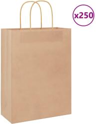 vidaXL 250 db barna papírzacskók fogantyúkkal 26x12x35 cm (4101590)
