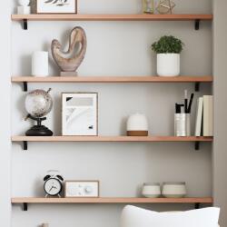 vidaXL világosbarna kezelt tömör tölgyfa fali polc 100x10x2 cm (363674)