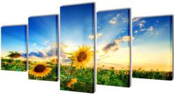 vidaXL Nyomtatott vászon falikép szett napraforgó 200 x 100 cm (241573)