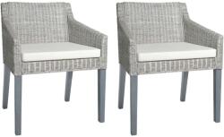 vidaXL 2 db szürke természetes rattan étkezőszék párnával (325494)