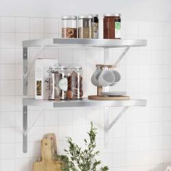 vidaXL 2 db ezüstszínű rozsdamentes acél fali polc 50 x 40 cm (3214508)