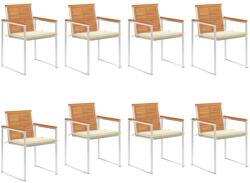 vidaXL 8 db tömör akácfa kerti szék párnákkal (3078526)