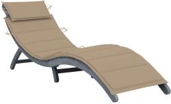 vidaXL szürke tömör akácfa napozóágy párnával (3064047)