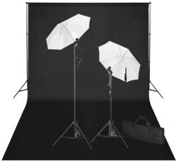 vidaXL stúdiófelszerelés 600 x 300 cm-es fekete háttérrel és lámpákkal (160179)