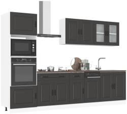 vidaXL 7 darabos konyhaszekrény szett Kalmar fekete színű műfa (3314732)