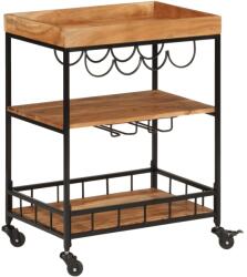 vidaXL tömör akácfa és vas zsúrkocsi 60 x 40 x 80 cm (372753)