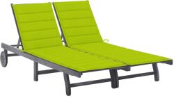 vidaXL 2 személyes szürke tömör akácfa kerti napozóágy párnával (3061400)