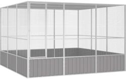 vidaXL szürke horganyzott acél madárketrec 302, 5x324, 5x211, 5 cm (171553)