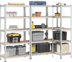 vidaXL 3 db 5 szintes ezüst acél és szerelt fa nagy teherbírású polc (3307597)