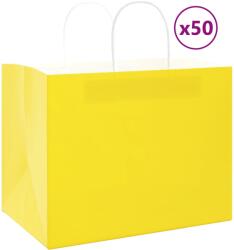 vidaXL 50 db sárga papírzacskók fogantyúkkal 32x22x24 cm (4101777)