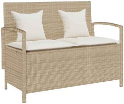 vidaXL bézs polyrattan kerti tárolópad párnával (4104215)