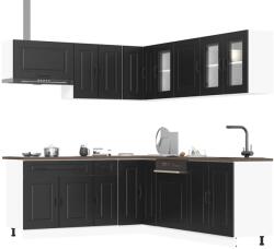 vidaXL 11 darabos konyhaszekrény szett Kalmar fekete színű műfa (3314912)
