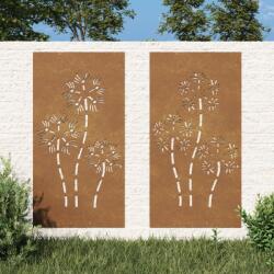 vidaXL 2 db virágmintás corten acél kerti faldísz 105 x 55 cm (824487)
