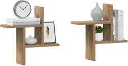 vidaXL 2 db kézműves tölgy színű szerelt fa fali polc 38 x 12 x 38 cm (853253)