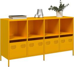 vidaXL mustársárga hidegen hengerelt acél tálalószekrény 135x39x73, 5cm (3307164)