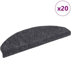 vidaXL 20 db öntapadós lépcsőszőnyeg, 65 x 21 x 4 cm, sötétszürke, nagy félkör alakú (3365644)